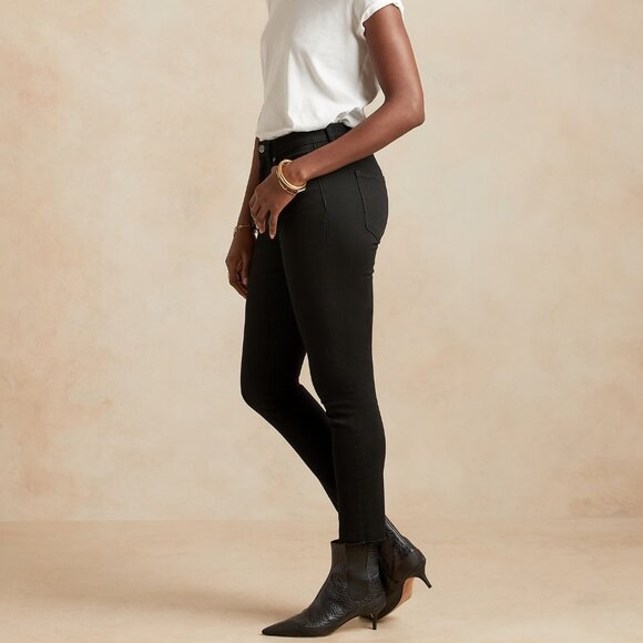 🔥 Banana Republic | Black Raw-Edge High-Rise Skinny Jean 29 - Picture 3 of 8